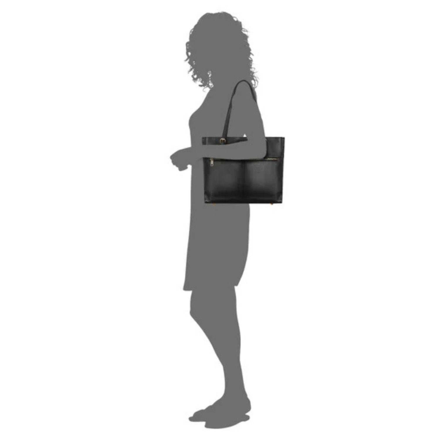 CHAMPS - Sac Fourre-Tout en Cuir-Leather-Tote-Bag-Noir-Black-2053365