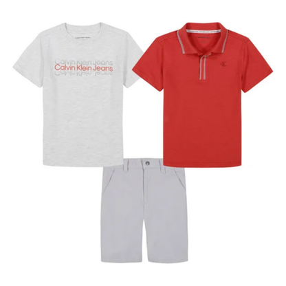 CALVIN KLEIN - Ensemble 3 Pièces pour Garçon-Boys-3-piece-Set-Rouge-Gris-Red-Grey-8324400