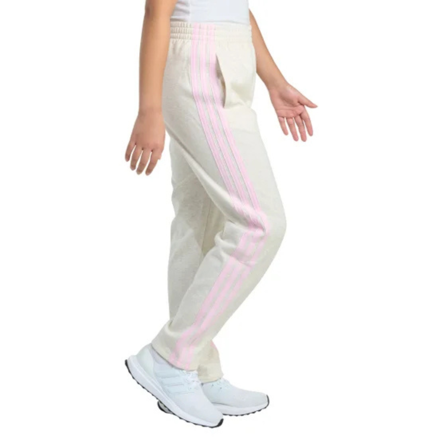 ADIDAS - Pantalon en Molleton pour Fille-Girls-Fleece-Pant-Blanc-Rose-Oatmeal-Pink-8442400-1880193