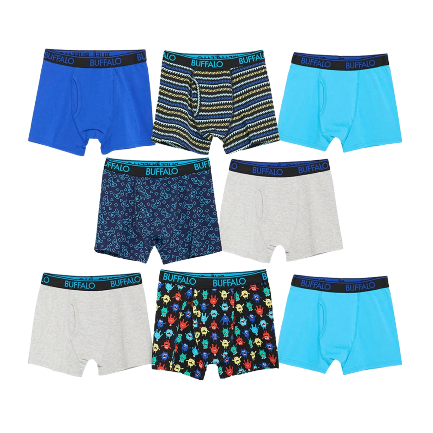 BUFFALO -  Paquet de 8 Caleçons pour Garçon-Boys-Boxer-Briefs-8-Pack-Bleu-Blue-1871827-1976728