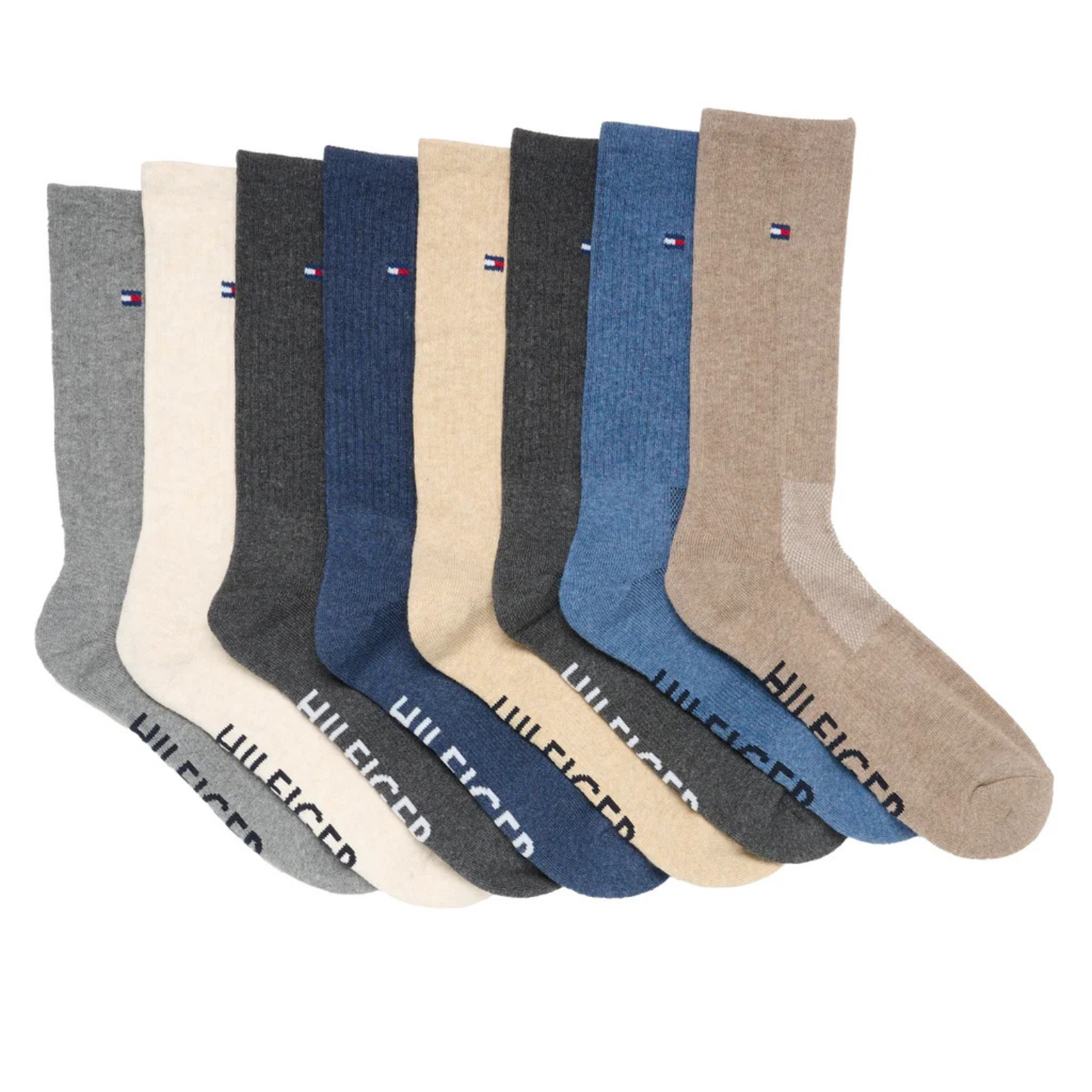 TOMMY HILFIGER - Paquet de 8 Paires de Chaussettes pour Homme-Mens-Sock-8-Pair-Gris-Grey-9911230-1926961