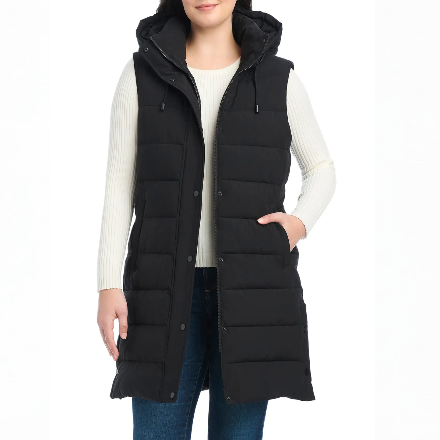 SANCTUARY - Veste Matelassée à Capuchon pour Femme-womens-Hooded-puffer-vest-Noir-Black-8114000