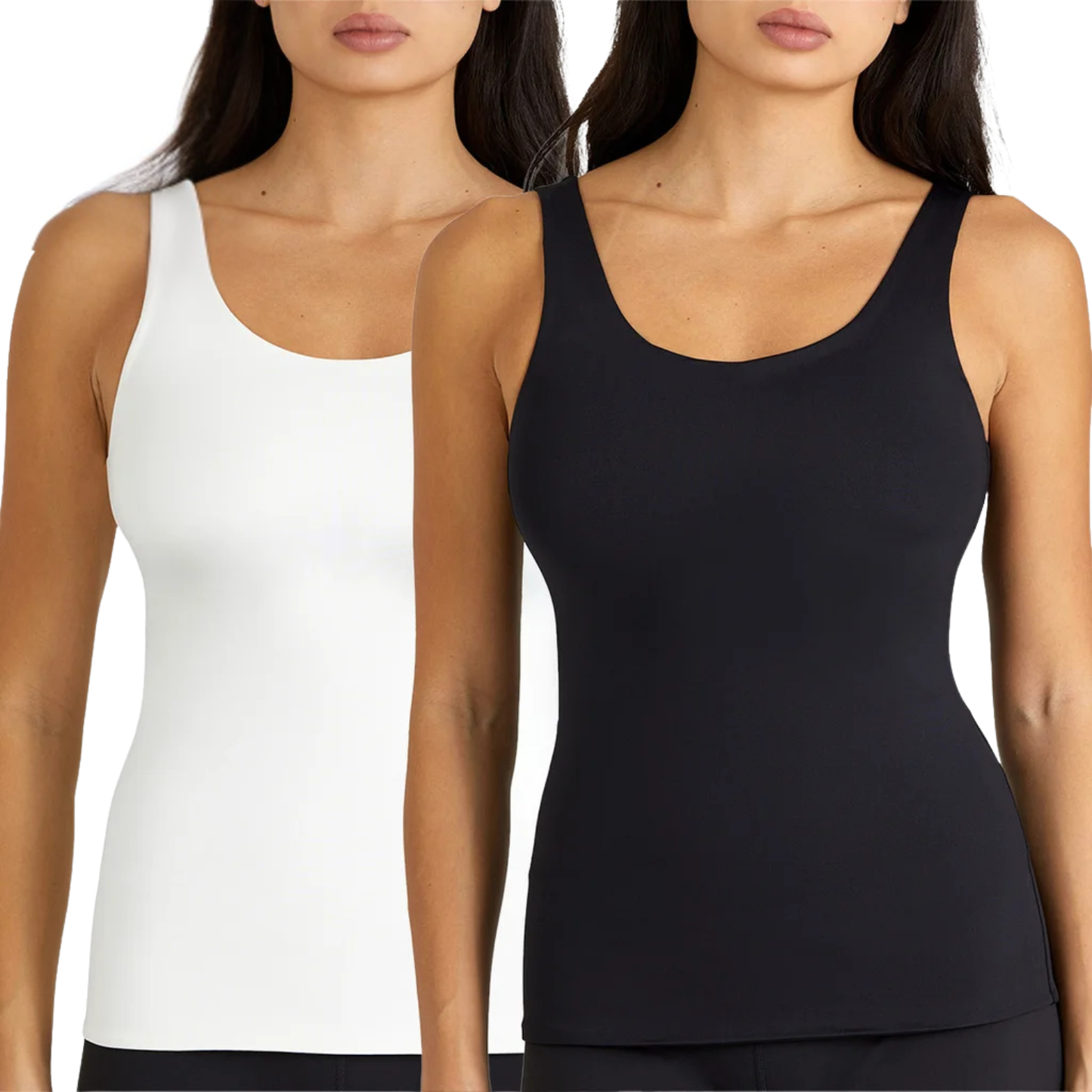 FRANK AND OAK - Paquet de 2 Camisoles Galbantes pour Femme-Womens-Smoothing-Contour-Tank-2-Pack-Noir-Blanc-Black-White-3966509-1963791