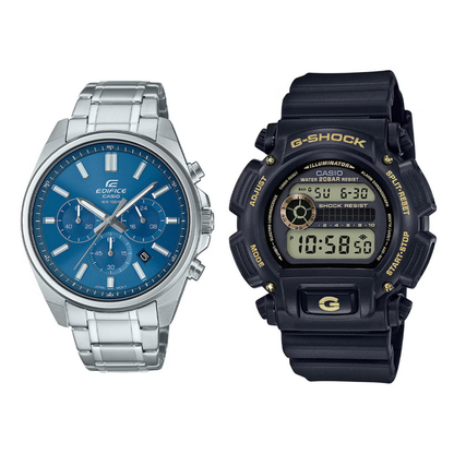 CASIO - Ensemble de 2 montres pour homme : une montre élégante modèle EFV-650D-2A et une montre sportive modèle DW-9052GBX-1A9 - Men's 2-Watch Set: One Dress Watch Model EFV-650D-2A and One Sport Watch Model DW-9052GBX-1A9