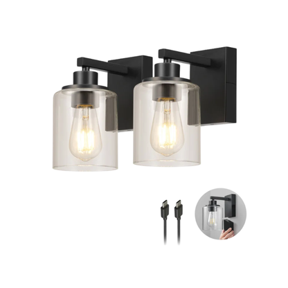 GLOBE - Paquet de 2 Appliques Rechargeables-2-Pack-Rechargeable sconces-Noir-Mat-Matte-Black-1938095