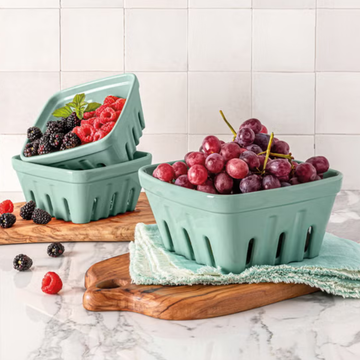 OVER & BACK - Ensemble de 3 Paniers Polyvalents en Grès - 3-Piece Multipurpose Stoneware Basket Set