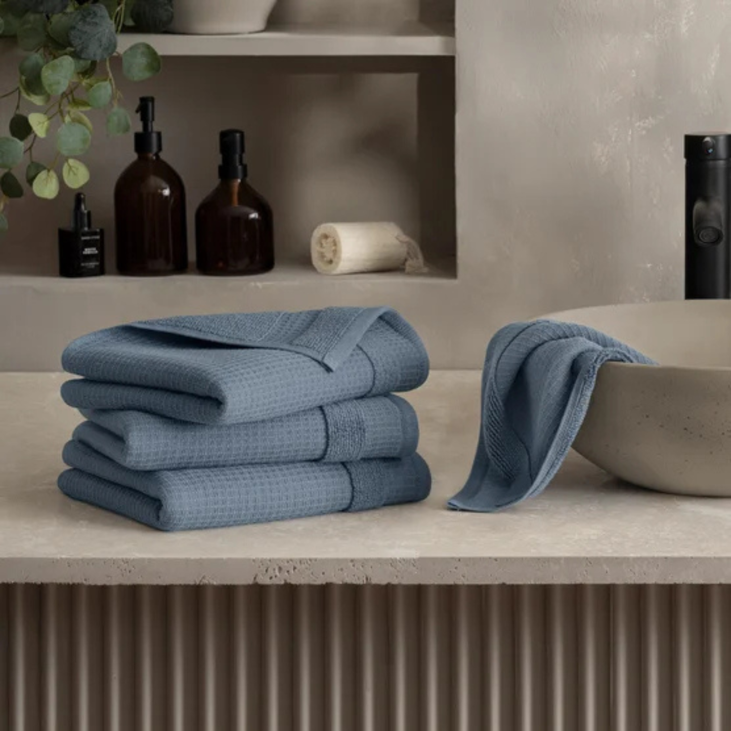 WELHOME - Paquet de 4 Serviettes à Main-4-pack-hand-towels-Bleu-Blue-1996328-1994082 