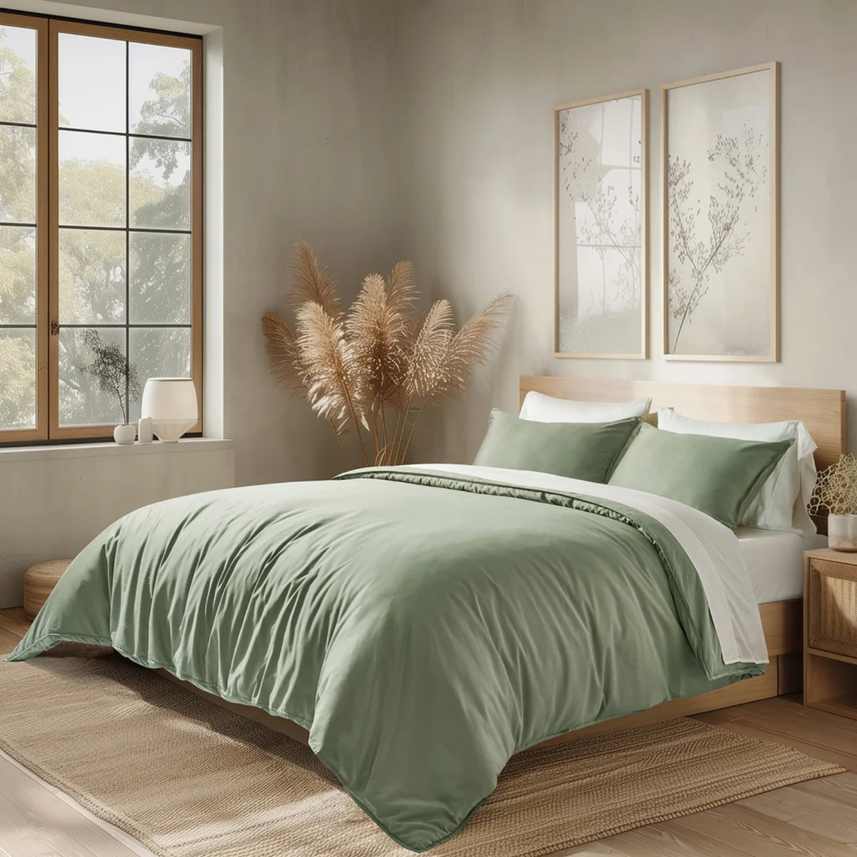 EVERGRACE - Ensemble de Couette en Coton Tencel-cotton-tencel-duvet-set-vert-green-8955021