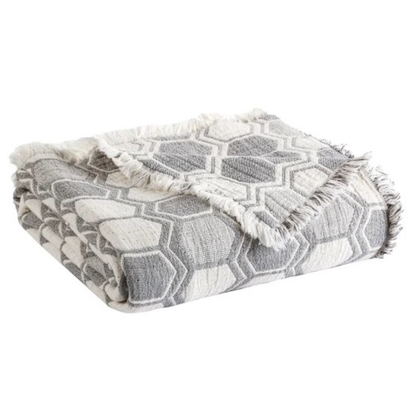 LIFE COMFORT - Jeté en Coton Réversible-reversible-cotton-throw-gris-grey-1726023-1980953