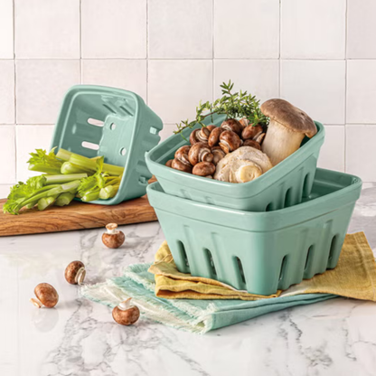 OVER & BACK - Ensemble de 3 Paniers Polyvalents en Grès - 3-Piece Multipurpose Stoneware Basket Set