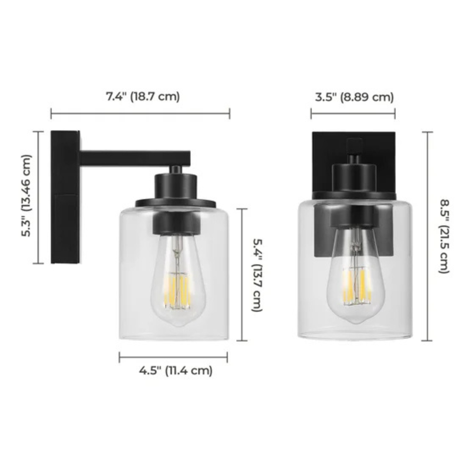 GLOBE - Paquet de 2 Appliques Rechargeables-2-Pack-Rechargeable sconces-Noir-Mat-Matte-Black-1938095