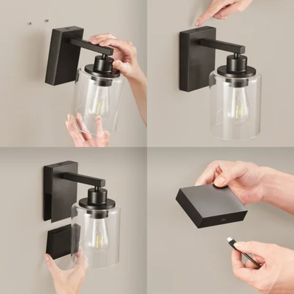 GLOBE - Paquet de 2 Appliques Rechargeables-2-Pack-Rechargeable sconces-Noir-Mat-Matte-Black-1938095