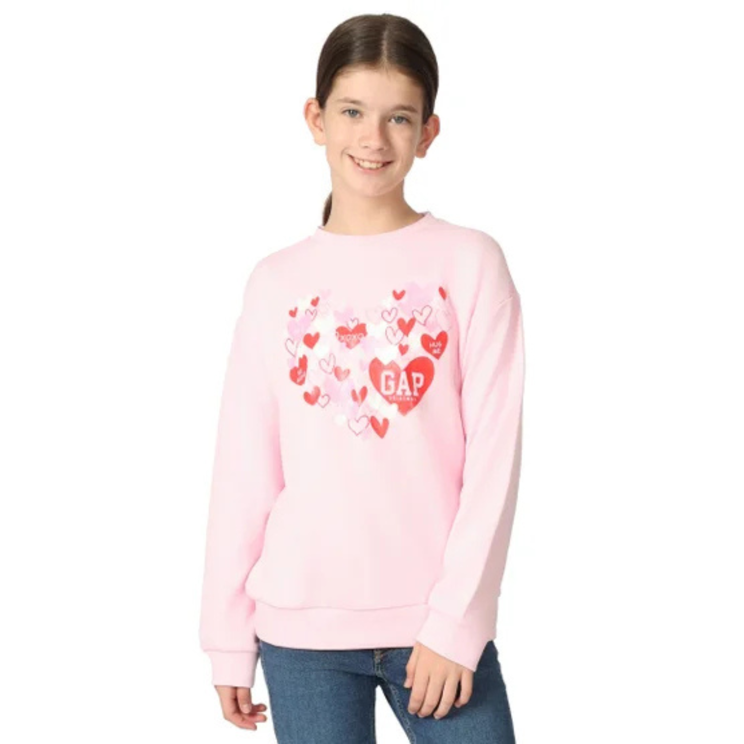 GAP KIDS -Chandail en Molleton à Col Rond pour Fille-Girls-Crew-Sweatshirt-Rose-Pink-4432626-1953987