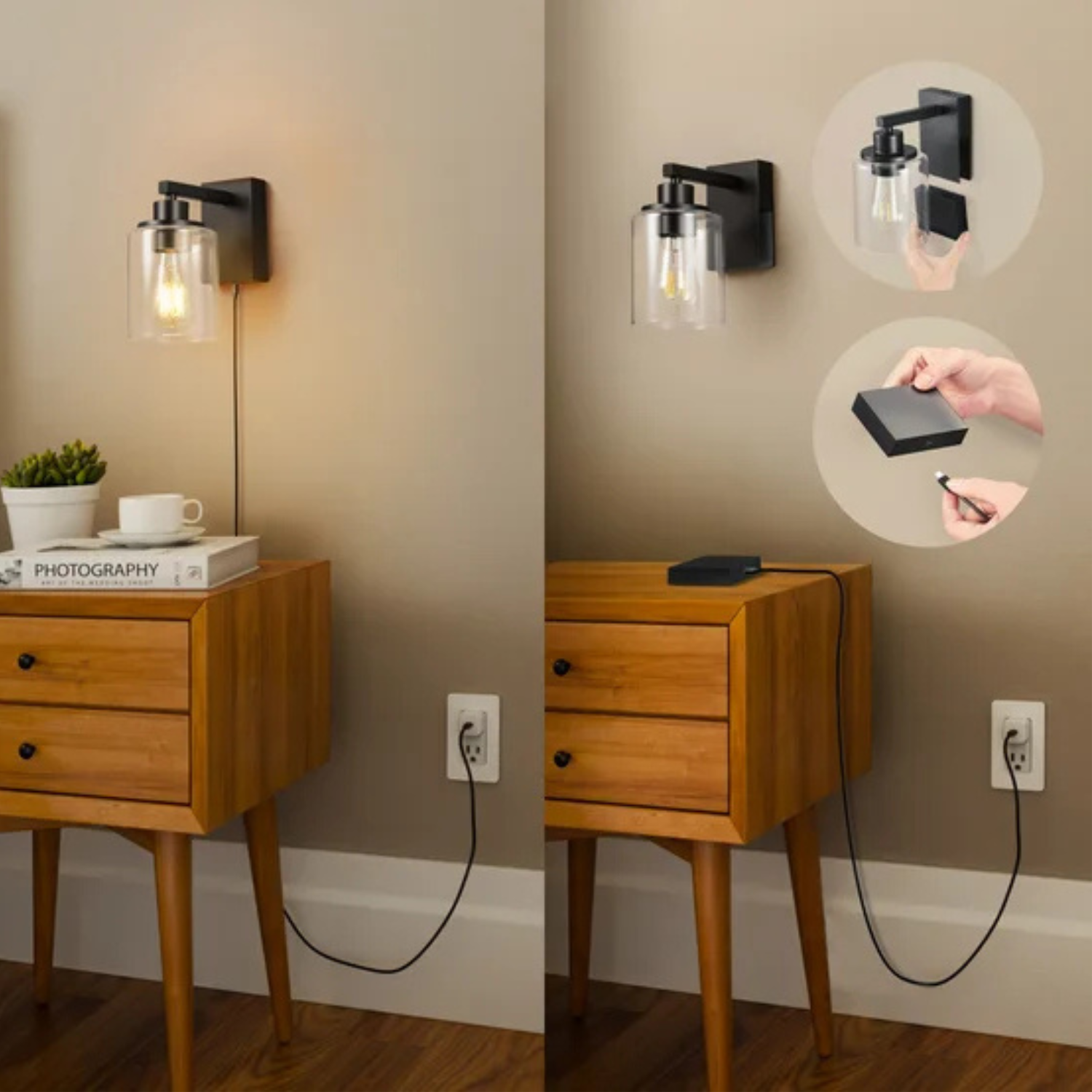 GLOBE - Paquet de 2 Appliques Rechargeables-2-Pack-Rechargeable sconces-Noir-Mat-Matte-Black-1938095