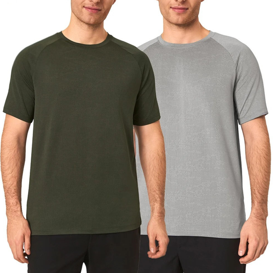 MONDETTA - Paquet de 2 Chandails Raglan Actif pour Homme-Mens-Active-Raglan-tee-2-pack-Vert-Gris-Green-Grey-1988074-2006848