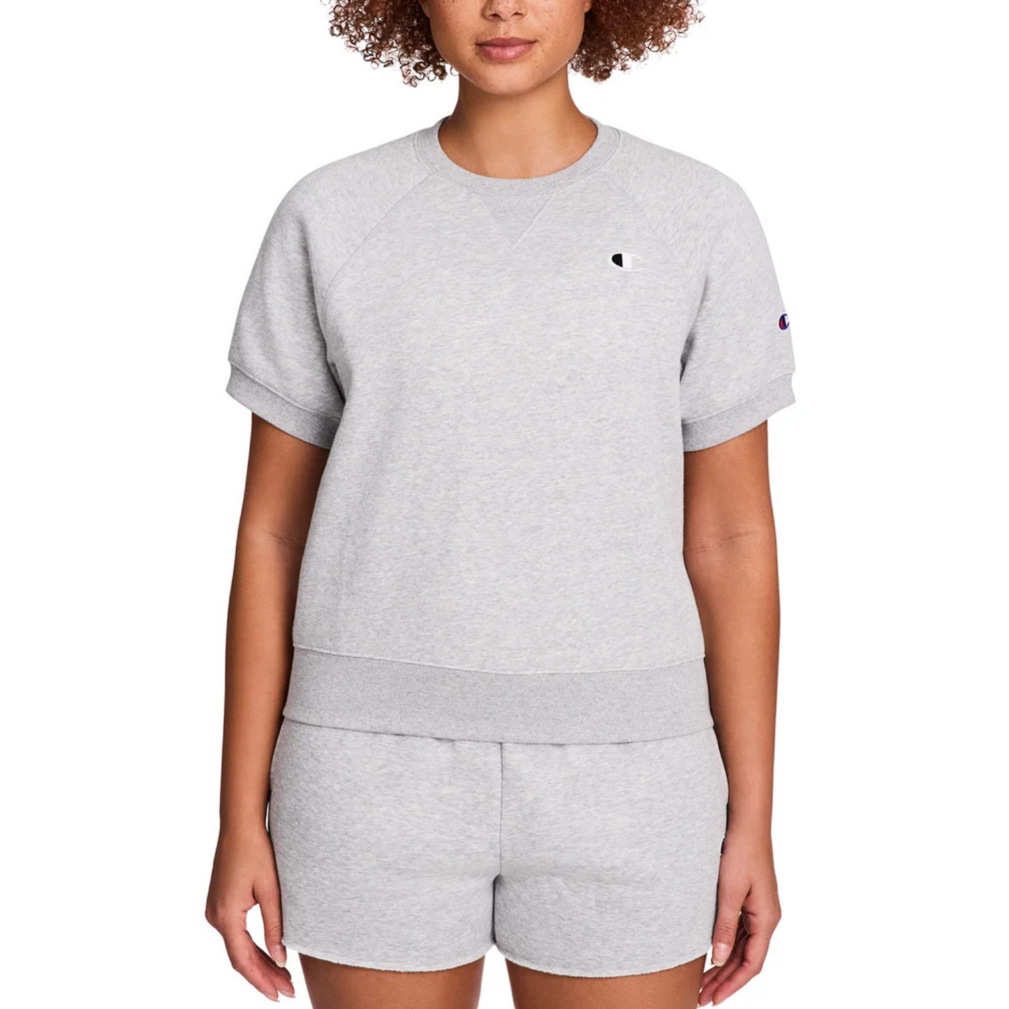 CHAMPION - Chandail à Manches Courtes en Molleton pour Femme-Womens-Short-sleeve-fleece-sweater-Gris-Grey-1966803-1995642
