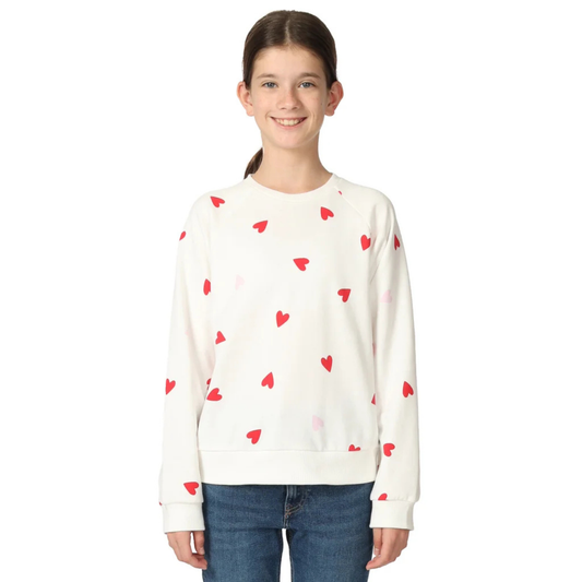 GAP KIDS -Chandail en Molleton à Col Rond pour Fille-Girls-Crew-Sweatshirt-Blanc-Rouge-White-Red-4432626-1953986