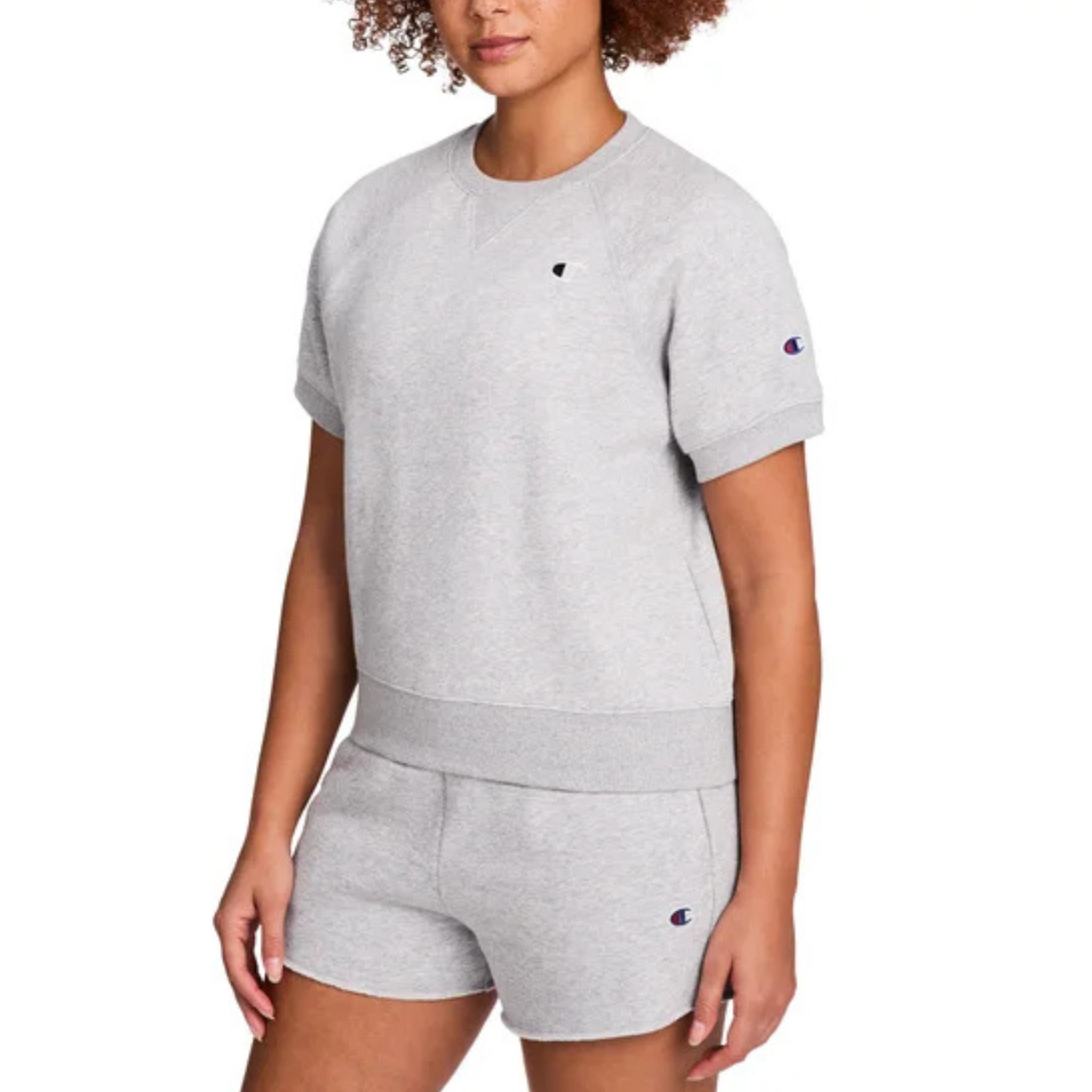 CHAMPION - Chandail à Manches Courtes en Molleton pour Femme-Womens-Short-sleeve-fleece-sweater-Gris-Grey-1966803-1995642