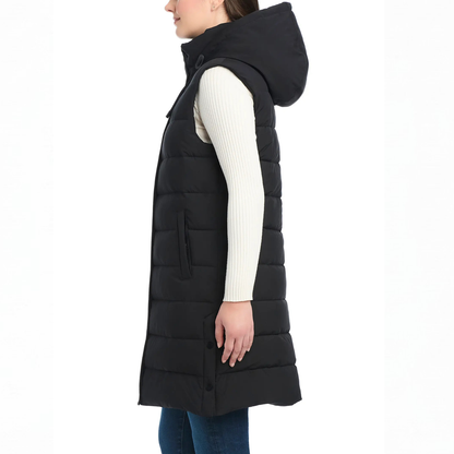 SANCTUARY - Veste Matelassée à Capuchon pour Femme-womens-Hooded-puffer-vest-Noir-Black-8114000