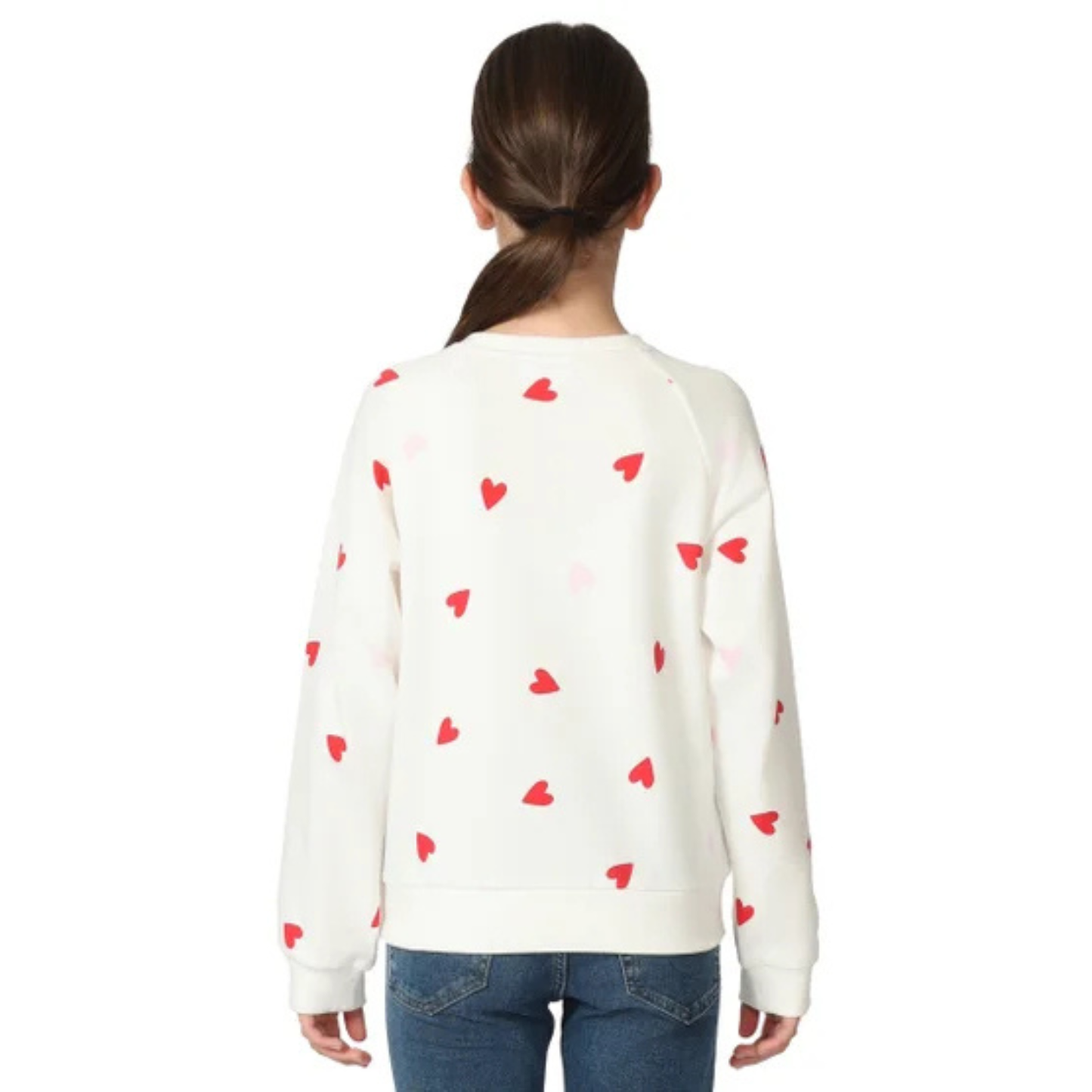 GAP KIDS -Chandail en Molleton à Col Rond pour Fille-Girls-Crew-Sweatshirt-Blanc-Rouge-White-Red-4432626-1953986