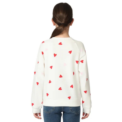 GAP KIDS -Chandail en Molleton à Col Rond pour Fille-Girls-Crew-Sweatshirt-Blanc-Rouge-White-Red-4432626-1953986
