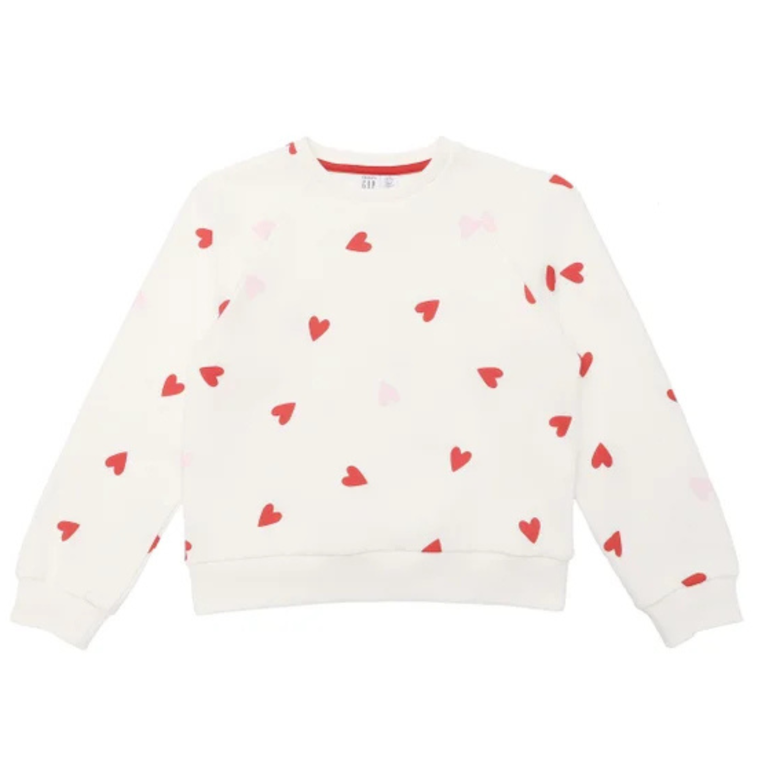 GAP KIDS -Chandail en Molleton à Col Rond pour Fille-Girls-Crew-Sweatshirt-Blanc-Rouge-White-Red-4432626-1953986