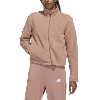 ADIDAS - Veste en Polaire Sherpa pour Femme-Womens-Fleece-Full-Zip-Jacket-Brun-Pâle-Light-Brown-1905853-1913189