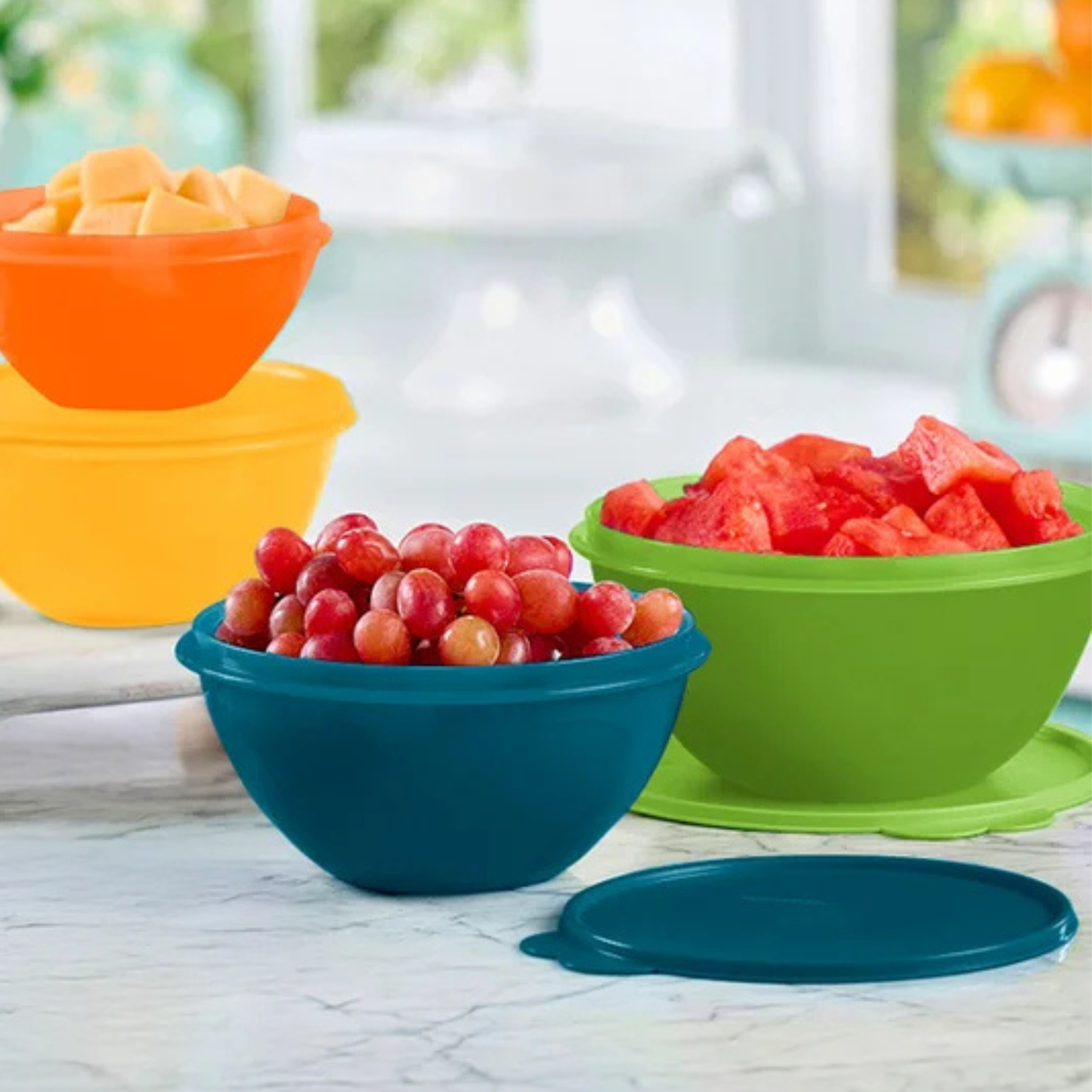 TUPPERWARE - Ensemble de 4 Bols Multi-Usages Wonderlier-Multi-Use-4-Bowl-Set-Vert-Bleu-Jaune-Orange-Green-Blue-Yellow-1995488