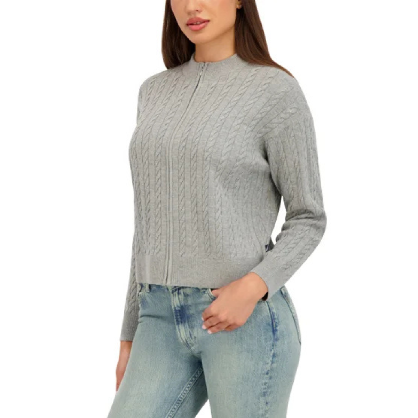 NAUTICA JEANS - Cardigan à Torsades pour Femme-Womens-Cable-Cardigan-Gris-Grey-1951518-1955824