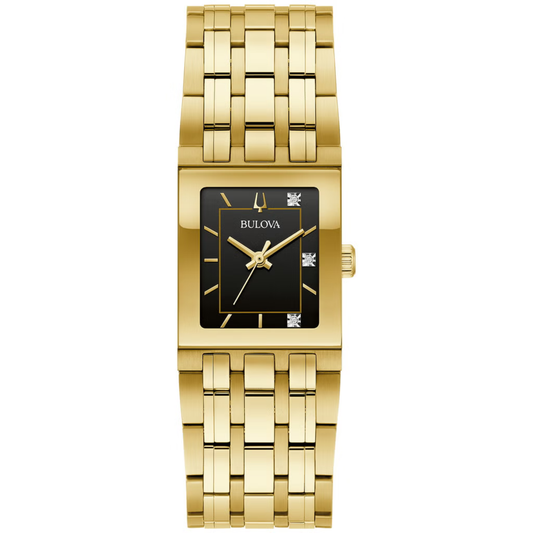 BULOVA QUADRA - Montre Cadran Noir pour Femme Modèle : 97P167 - Women's Watch with Black Dial – Model: 97P167