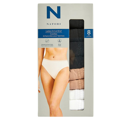 NATORI - Paquet de 8 Culottes Échancrées pour Femme-Womens-8-Pack-Hi-Cut-Brief-Multi-1809904