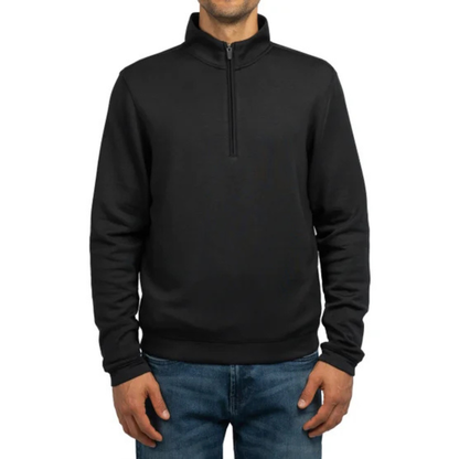 SCOTT BARBER - Chandail à Fermeture Glissière un Quart pour Homme-Mens-1/4-zip-Sweater-Noir-Black-1947860-1958197