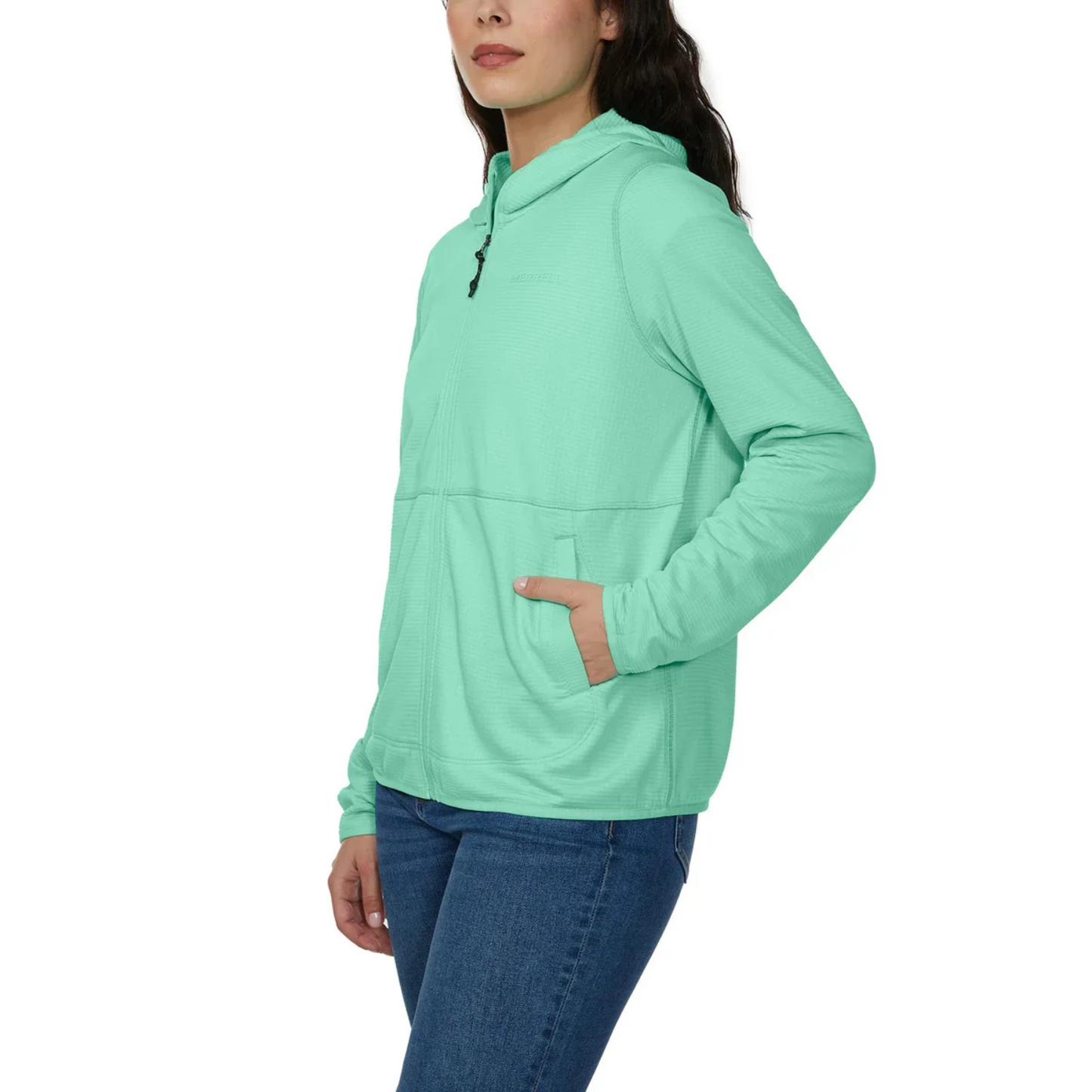 MERRELL - Veste à Capuchon pour Femme-Womens-Full-Zip-Hoodie-Vert-Green-1643131