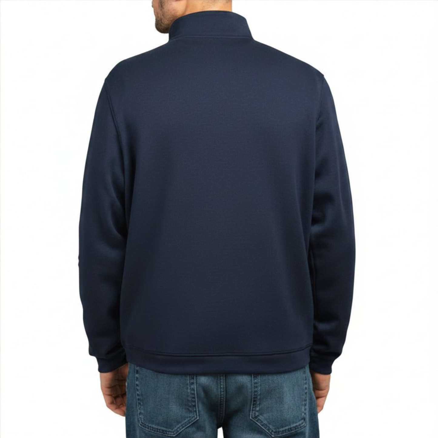 SCOTT BARBER - Chandail à Fermeture Glissière un Quart pour Homme-Mens-1/4-zip-Sweater-Bleu-Marine-Blue-Navy-1947860-1958199