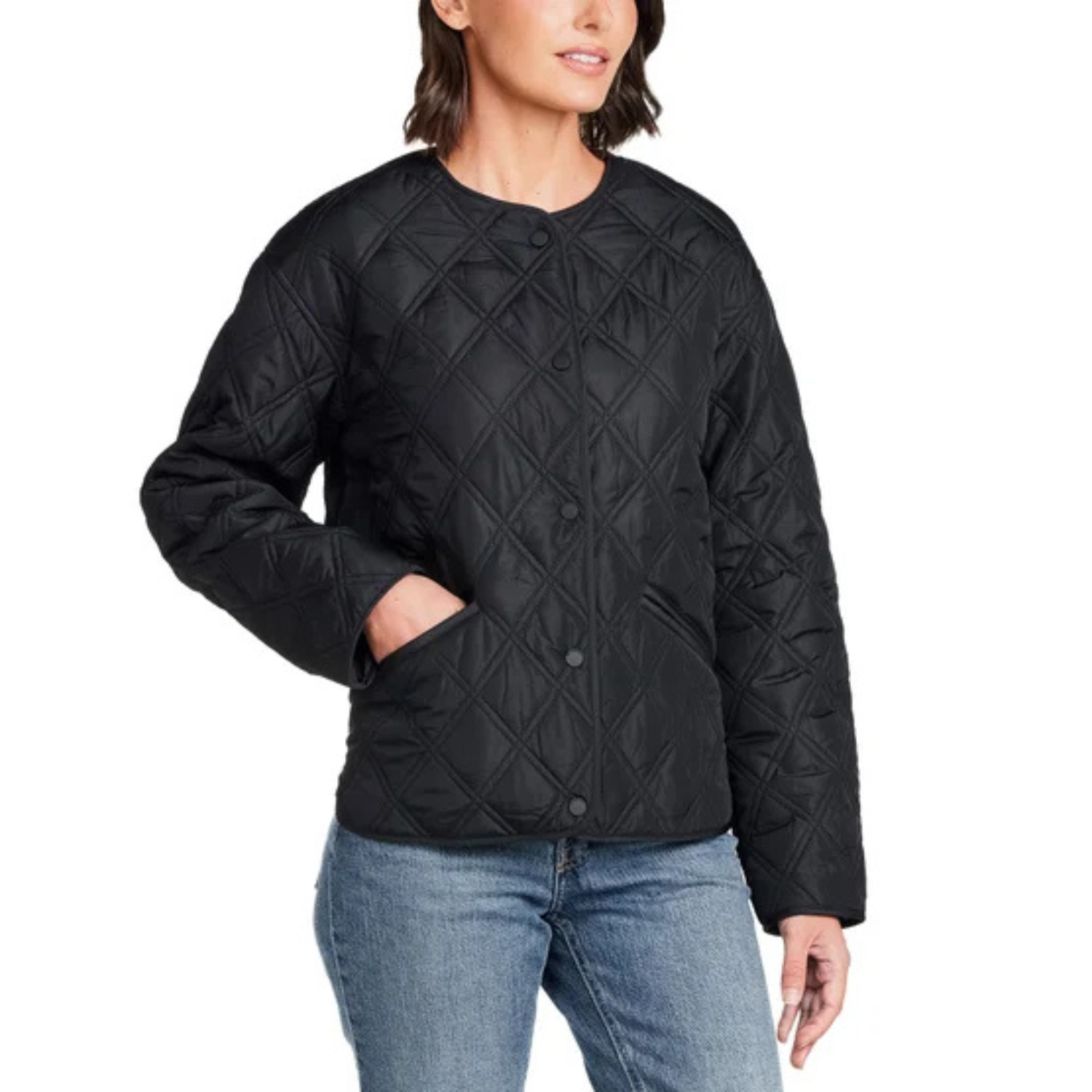 WEATHERPROOF - Veste Matelassée sans Col pour Femme-Womens-Collarless-Quilted-Jacket-Noir-Black-1184402-1973876