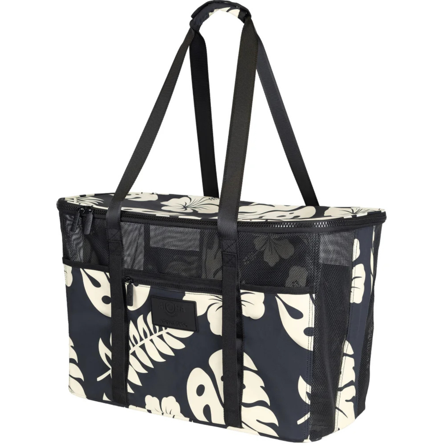 CLEVERMADE - Fourre-Tout de Plage Pliable Aloha-Collapsible-Beach-Tote-Noir-Fleur-Beige-Flower-Black-1872241-2061913