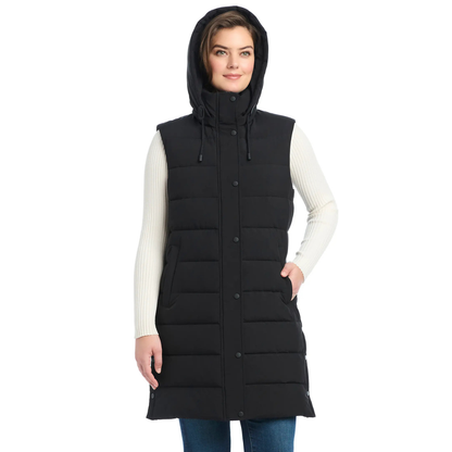 SANCTUARY - Veste Matelassée à Capuchon pour Femme-womens-Hooded-puffer-vest-Noir-Black-8114000