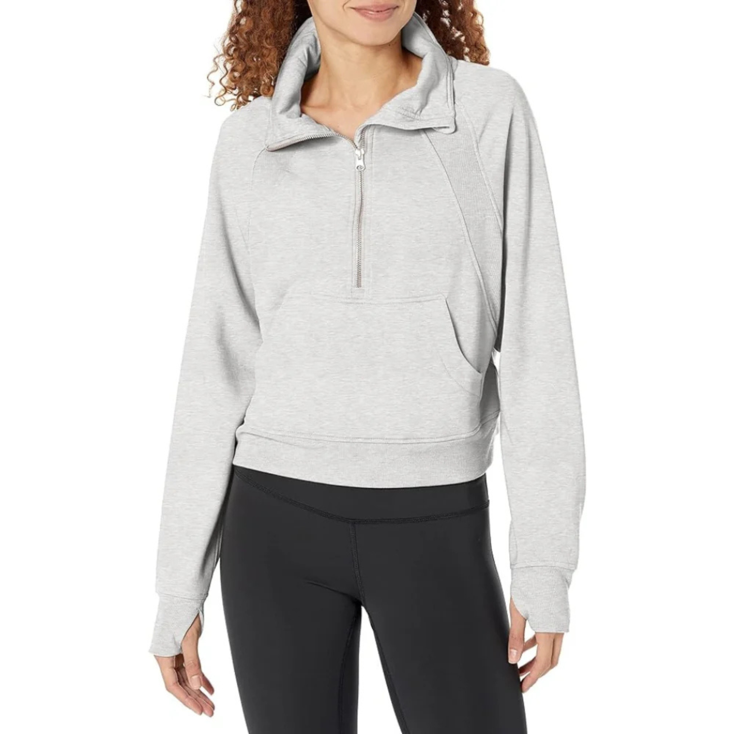 DANSKIN - Chandail à Col Cheminée et Demi-Fermeture Éclair pour Femme-Womens-Half-Zip-Funnel-Neck-Gris-Grey-1915510