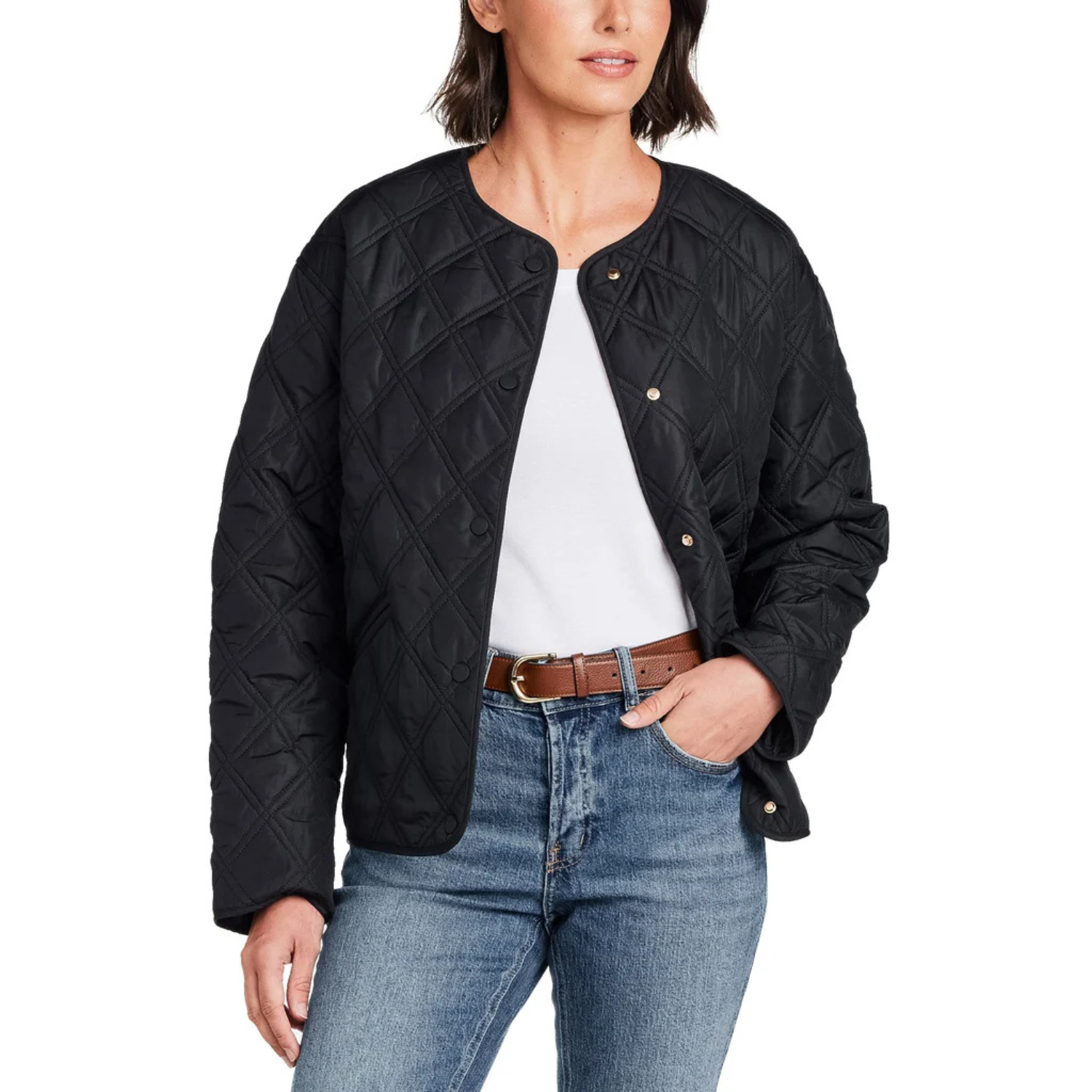 WEATHERPROOF - Veste Matelassée sans Col pour Femme-Womens-Collarless-Quilted-Jacket-Noir-Black-1184402-1973876
