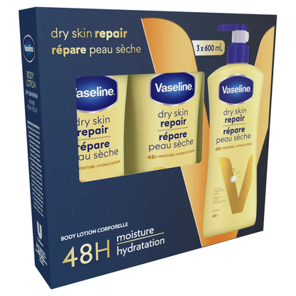 VASELINE - Paquet de 3 Lotions Corporelles Répare Peau Sèche 600ml-3-Pack-Dry-Skin-Repair-Body-lotion-1771030