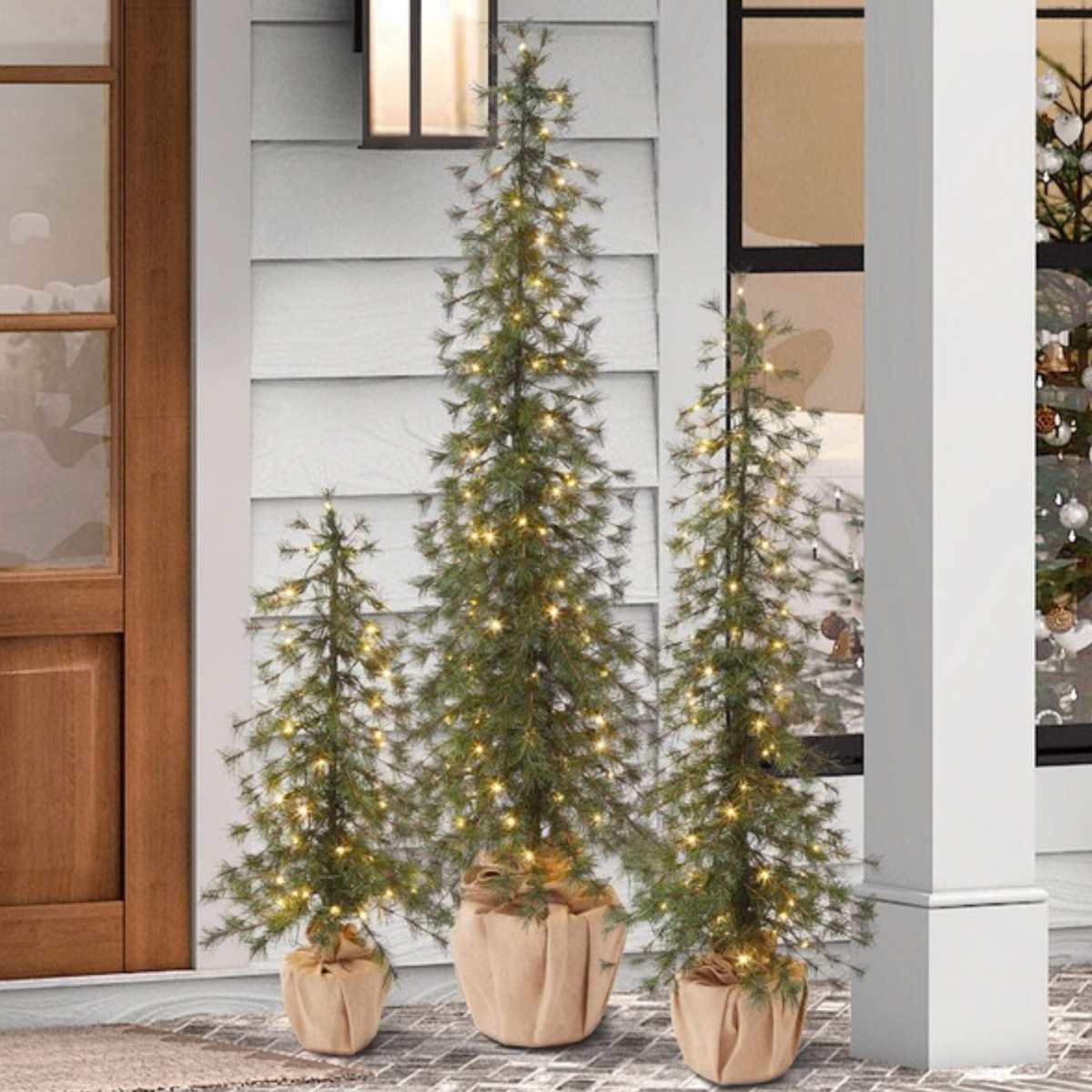 Arbres Alpin ensemble de 3 avec 220 Lumières a DEL - Set of 3 Alpine Trees with 220 LED Lights