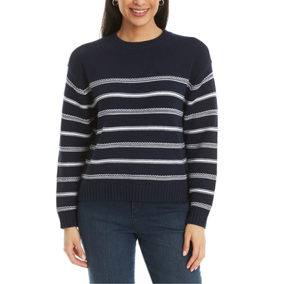 ELLA MOSS - Chandail pour Femme-Womens-Sweater-Marine-Blanc-Ligné-Navy-White-Stripe-1955324-1976260