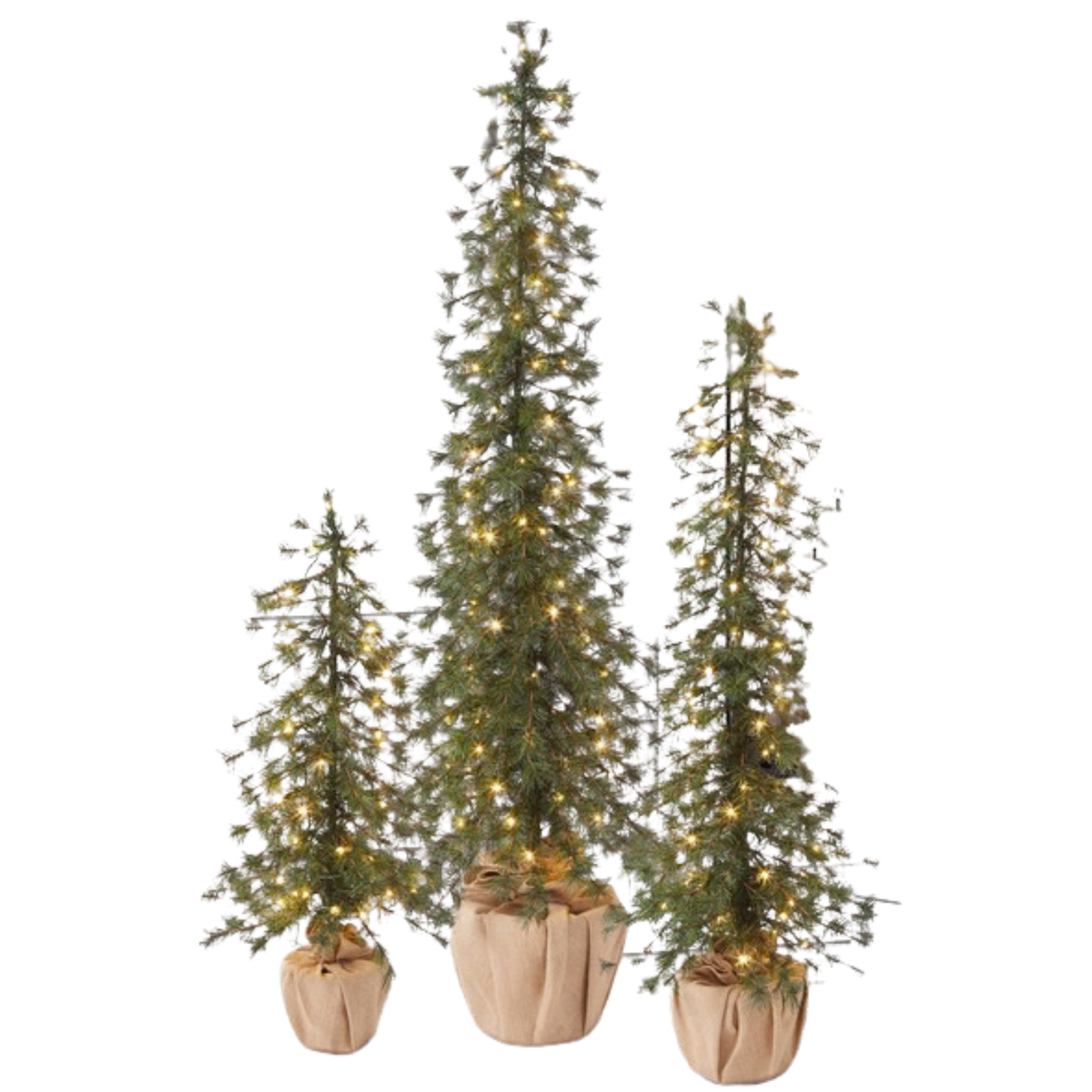 Arbres Alpin ensemble de 3 avec 220 Lumières a DEL - Set of 3 Alpine Trees with 220 LED Lights