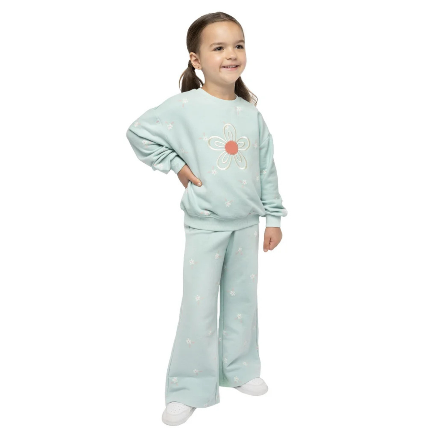 PEKKLE - Ensemble 2 Pièces pour Fille-Girls-2-piece-jogger-set-Vert-Marguerite-Green-daisy-1168899-1981679