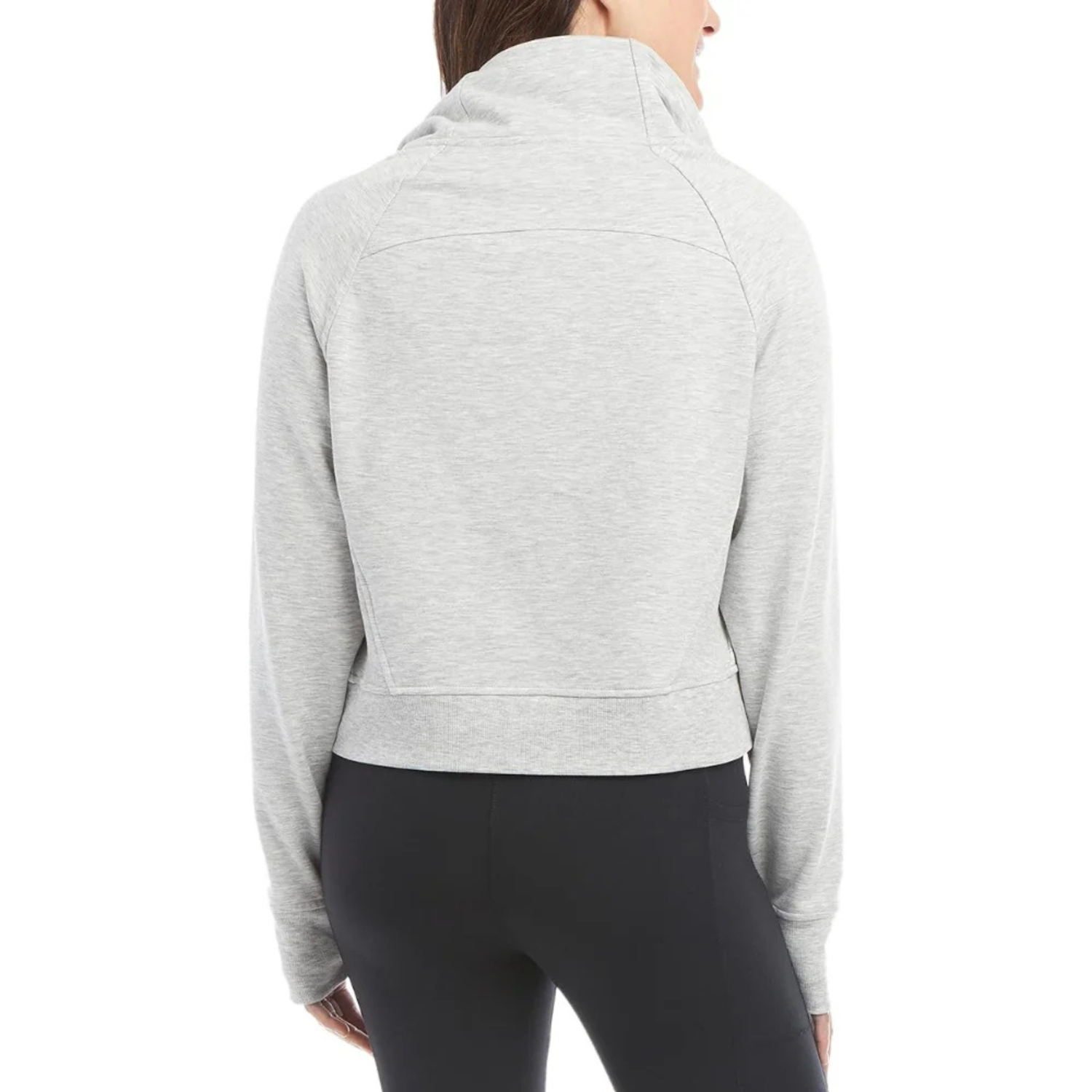 DANSKIN - Chandail à Col Cheminée et Demi-Fermeture Éclair pour Femme-Womens-Half-Zip-Funnel-Neck-Gris-Grey-1915510