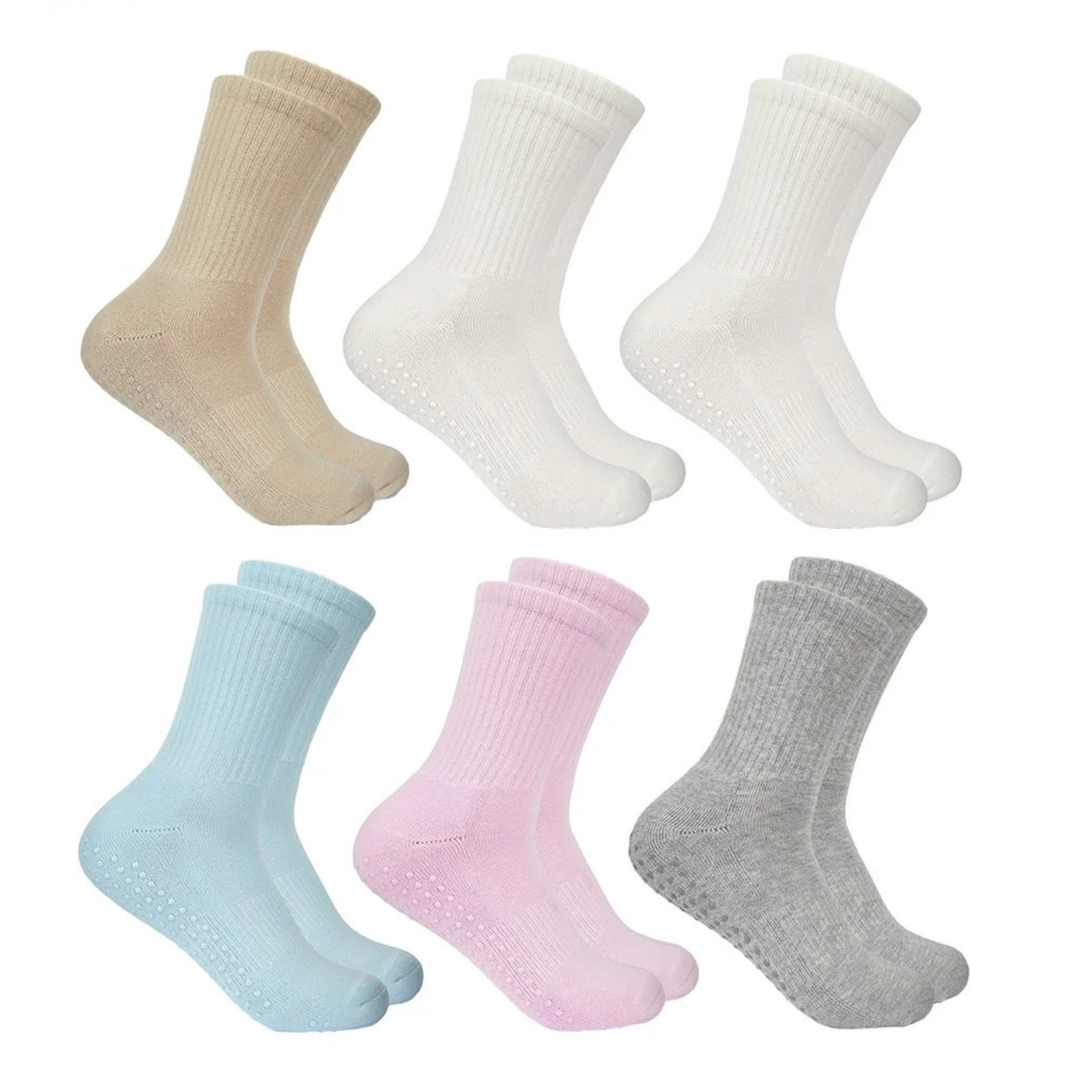 BALA - Paquet de 6 Chaussettes Antidérapantes Studio-6-Pack-Studio-Grip-Sock-Multi-Beige-blanc-bleu-rose-gris-White-blue-pink-grey-1993572-2023255