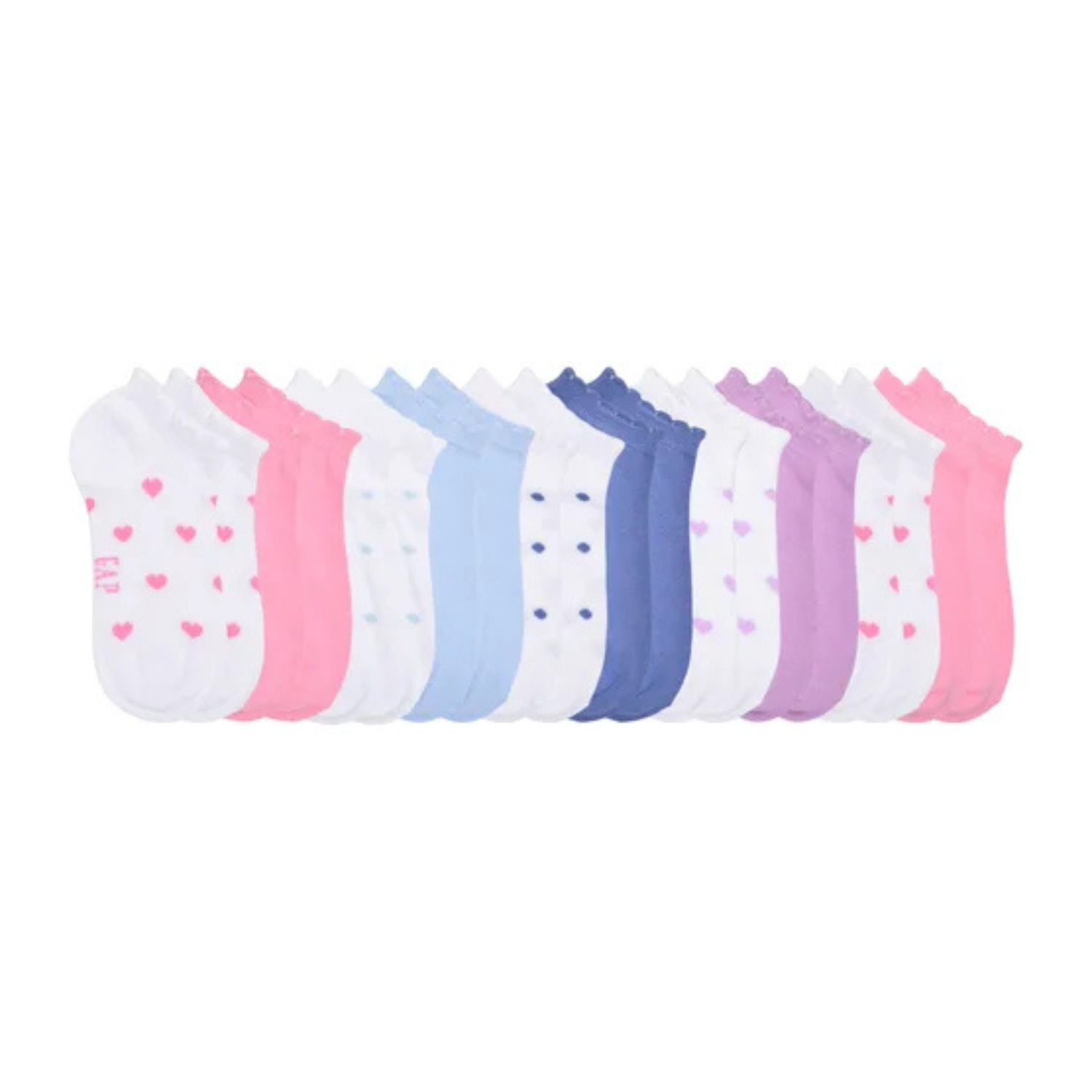 GAP KIDS - Paquet de 10 Socquettes en coton pour Fille-Girls-Cotton-Quarter-Socks-10-Pair-Blanc-Rose-Bleu-White-Pink-Blue-1925868-1959134