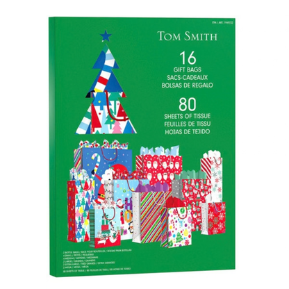 TOM SMITH - 16 Sacs-Cadeaux et 80 Feuilles de Tissu - Éclatant