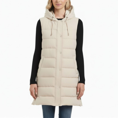 SANCTUARY - Veste Matelassée à Capuchon pour Femme-womens-Hooded-puffer-vest-crème-cream-beige-8114001
