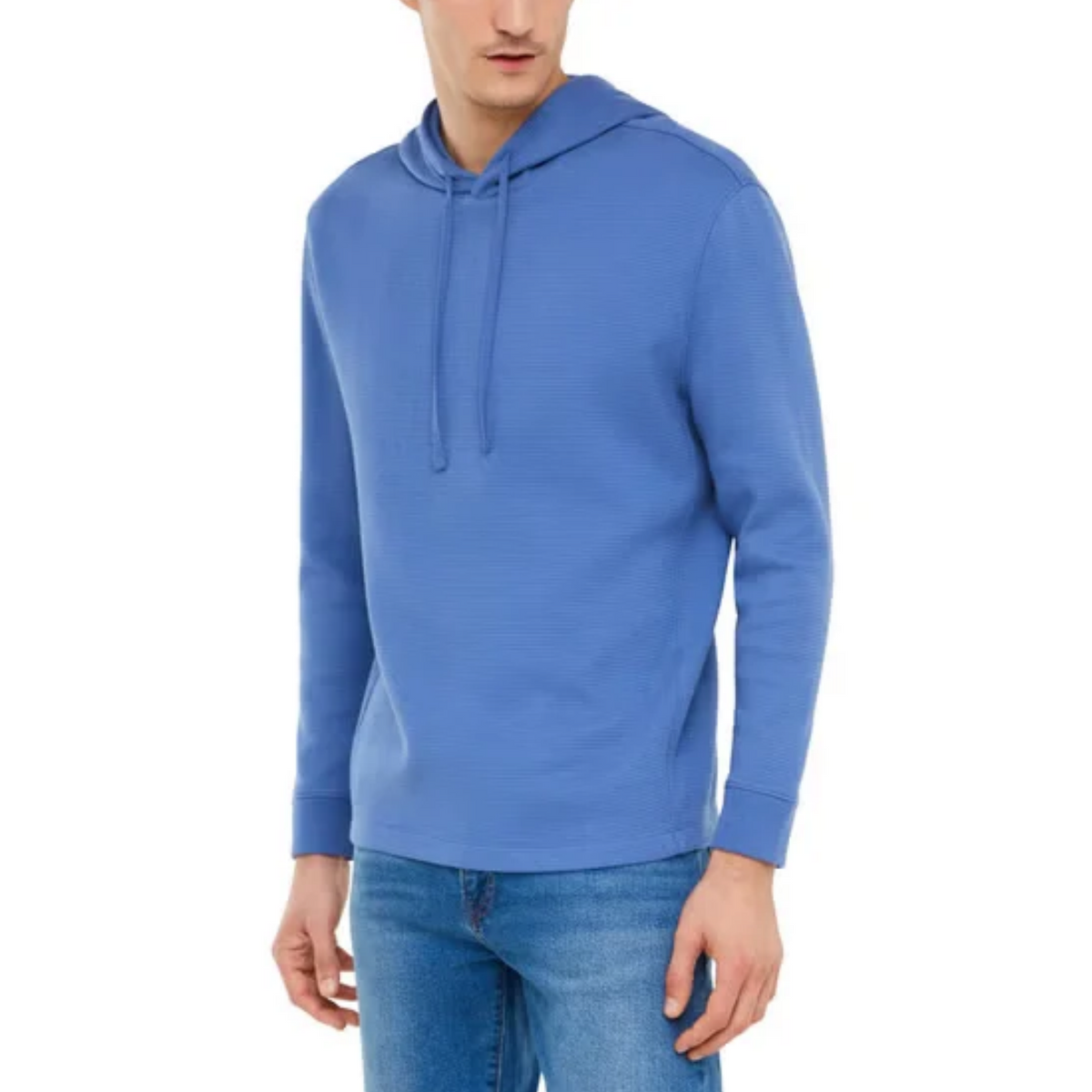 Sweat à capuche GAP pour homme en coton gaufré, coupe décontractée et poignets côtelés. | GAP men's waffle-knit cotton hoodie with relaxed fit and ribbed cuffs